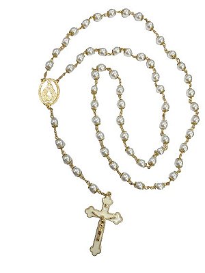 Terço Pérola dourado