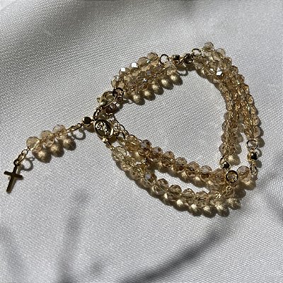 Pulseira terço de cristal c/ fecho