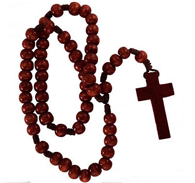 Terço madeira e cordao