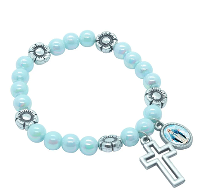 Pulseira acrílico floral Nossa Senhora das Graças