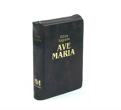 Bíblia Ave Maria Católica Bolso Zíper Marrom