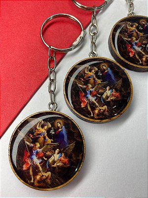 Chaveiro De São Miguel Arcanjo Madeira Resinado