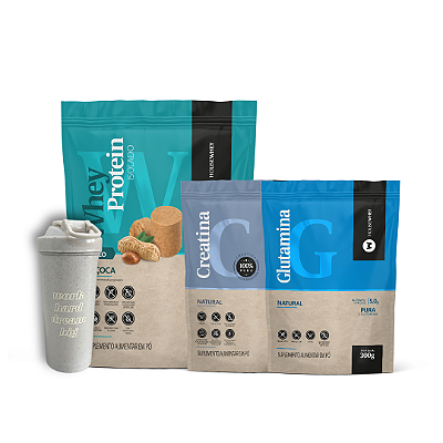 KIT FÔLEGO - WHEY PROTEIN ISOLADO PAÇOCA + GLUTAMINA + CREATINA + FRETE GRÁTIS!