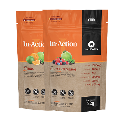IN-ACTION -  caixa mix de sabores Citrus e Frutas Vermelhas - 15 sachês individuais de 32g
