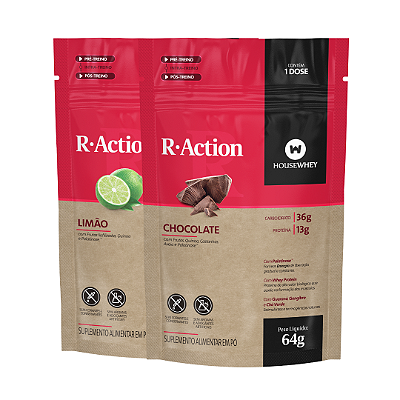 R-ACTION - CHOCOLATE E LIMÃO - caixa mista com 12 sachês de 64g