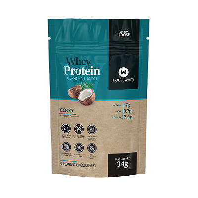 WHEY PROTEIN CONCENTRADO - COCO - caixa com 15 sachês de 34g