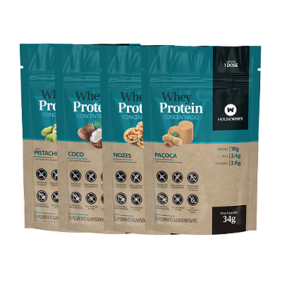 WHEY PROTEIN CONCENTRADO - LINHA KETO - caixa mista com 15 sachês de 34g
