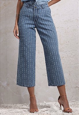 CALÇA CROPPED LISTRAS
