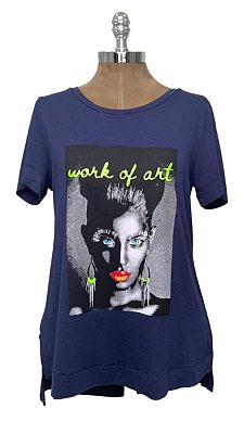 T-shirt Estampa Neon Art Marinho