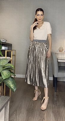 SAIA MIDI PAETÊ CINZA DOURADO MARSELHA