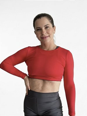 Cropped Manga Longa Red Velvet