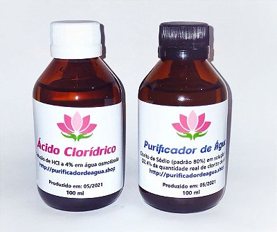 Kit em VIDRO - Clorito de Sódio + ativador HCl 4% - frascos 100 ml