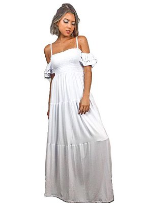 Vestido longo lastéx branco