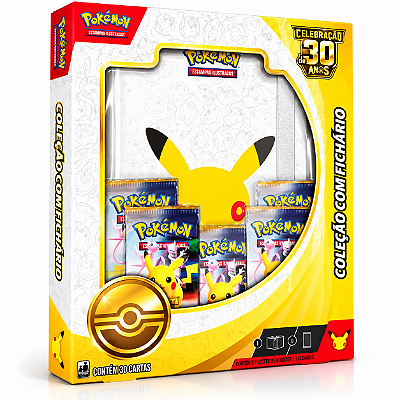 Pokémon TCG Box Celebrações 30 Anos Com Fichário + 5 Boosters