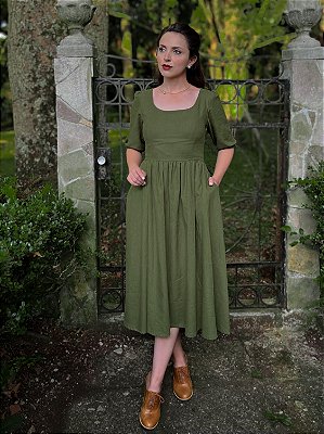 Vestido de Linho Lizzy (Musgo)