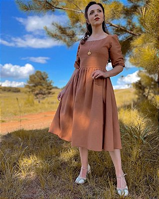 Vestido de Linho Lizzy (Avelã)