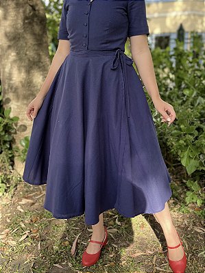 Saia de Linho Sophia (Marinho)