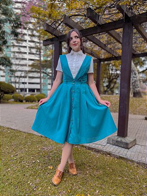 Salopete de Linho Eleanor (Verde Jade)