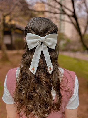 Laço Bordado - Birdy (Off White)