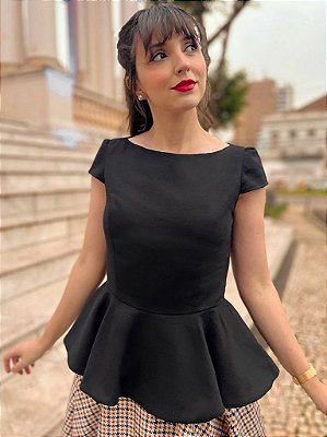 Blusa de Linho Audrey (Preto) PRONTA ENTREGA