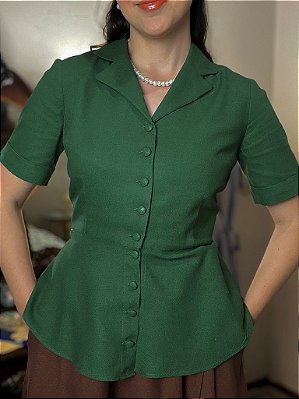 Blusa de Linho New Look (Verde Floresta) PRONTA ENTREGA
