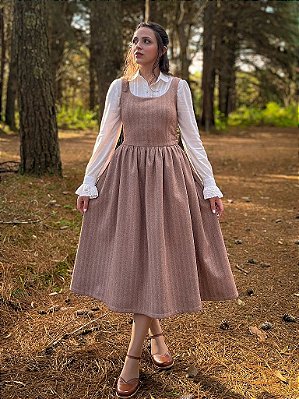 Vestido Claire (Chevron Bege) PRONTA ENTREGA