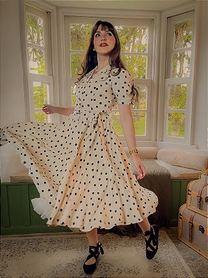 Vestido de Viscose Summer Finn (Poá) PRONTA ENTREGA