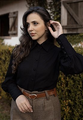 Camisa de Linho Brontë (Preta)