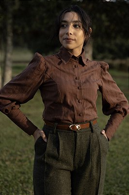 Camisa de Algodão Brontë (Marrom)