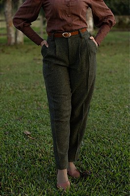 Calça Cambridge - Lã Pura (Musgo)