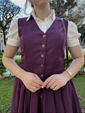 Colete de Linho - Oxford (Merlot)