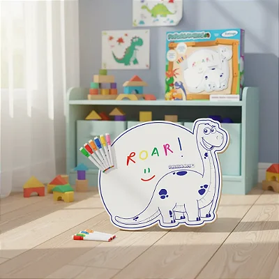 Lousa Quadro Branco Infantil Lousa Fofossauro + Canetinhas