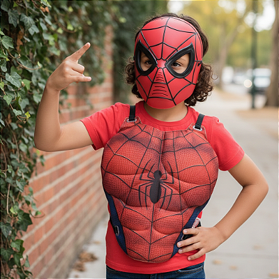 Kit Peitoral Com Máscara Spider Man