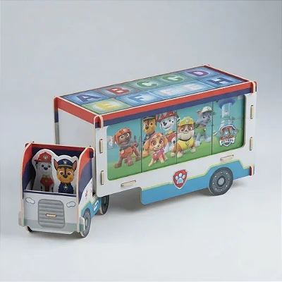 Caminhão ABC Patrulha Canina Alfabeto Quebra Cabeça 3D Bloco