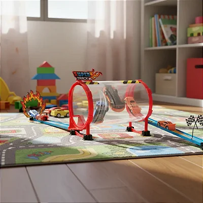 Pista Carrinho Fricção Looping Spin Alta Velocidade Radical
