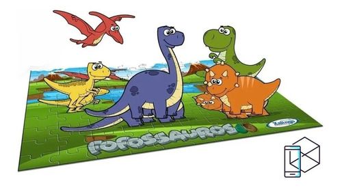 Quebra Cabeça Interativo Fofossauro Dinossauro 100 Peças Madeira