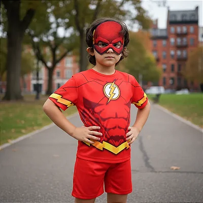 Fantasia Flash Infantil Curta Pop Nova Liga Da Justiça