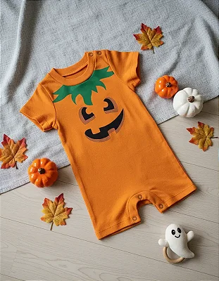 Fantasia Body Macaquinho Bebê Abóbora