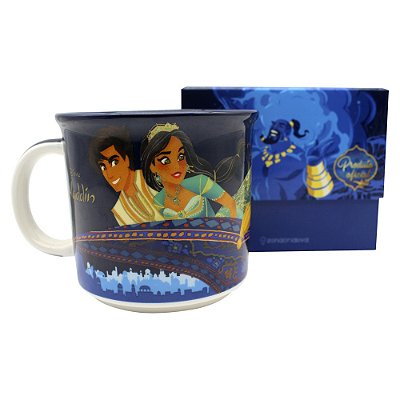 Caneca Aladdin e Jasmine Caneca Porcelana 350ml com Caixa