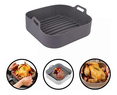 Forma Silicone Assadeira Para Air Fryer Fritadeira Com Alça