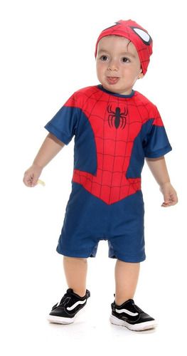 Fantasia Homem Aranha Bebê Spiderman Macacão Com Touca Filme