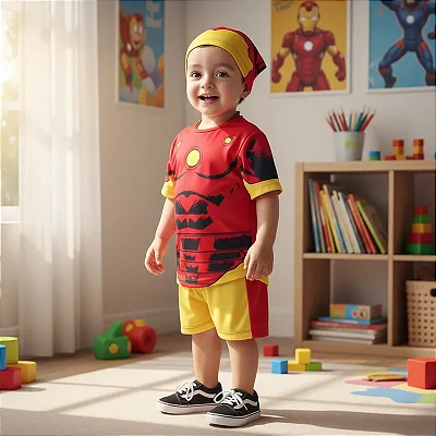 Fantasia Homem De Ferro Iron Man Bebê Macacão C/ Touca Filme