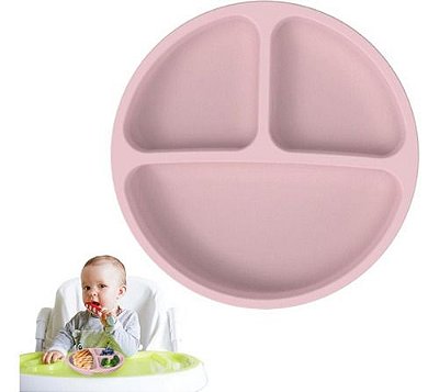 Pratinho Infantil Bebê De Silicone Com Ventosa 3 Divisórias