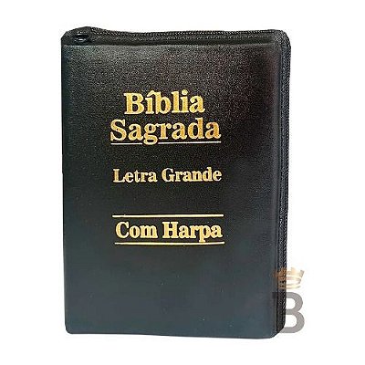 Bíblia Sagrada Letra Grande Com Harpa Com Zíper Cor Preta