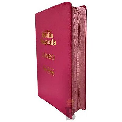 Bíblia Sagrada Letra Jumbo Fecha C/ Ziper Pink Culto Igreja