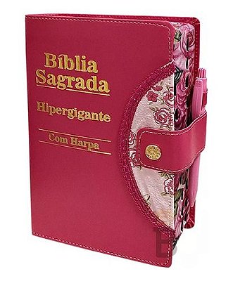 Bíblia Sagrada Letra Hipergigante Com Harpa c/ Caneta Pink