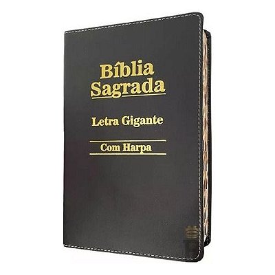 Bíblia Sagrada Letra Gigante Borda Artística C/ Harpa Preta