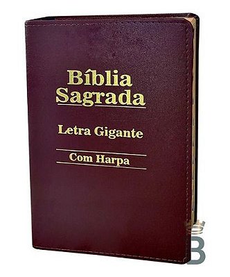 Bíblia Sagrada Letra Gigante Borda Artística C/ Harpa Marrom