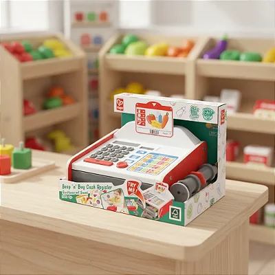 Caixa Registradora Hape Madeira Com Scanner Supermercado