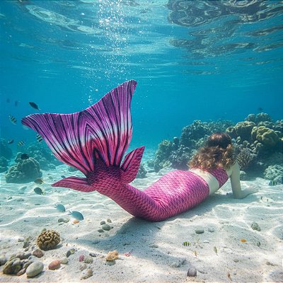 Cauda Sereia Completa Confortável p/ Nadar Nadadeira Renata